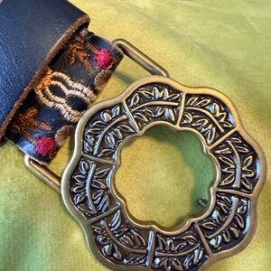 Lucky Brand Blue and Gold Floral Belt